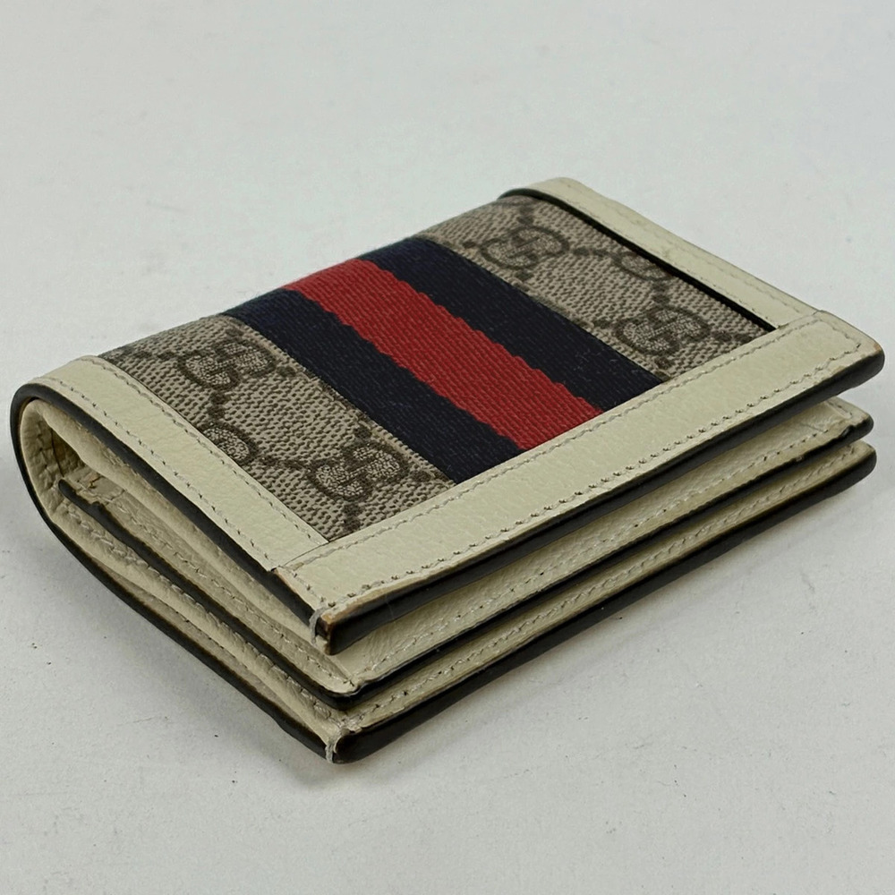 Gucci GG Ophidia Wallet Beige fold Web Bi Sherry Supreme Tan